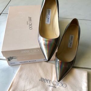 Jimmy Choo Abel 36.5 Disco Mirror Hologram Heels